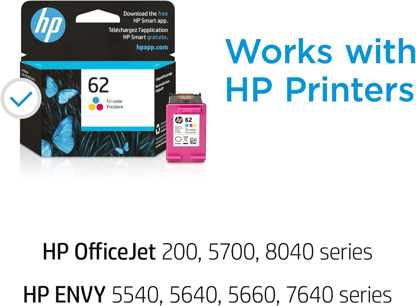 62 Ink Cartridges for HP 62 Color Ink Cartridge, 1 Tri-Color