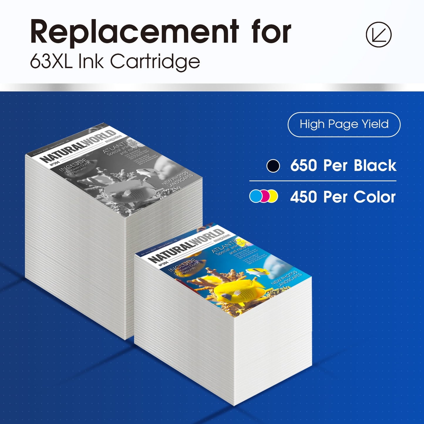 63XL Ink Cartridges for HP Printer Ink 63XL 63 XL Ink Cartridge Black and Tri-Color for HP Officejet 3830 4650 5255 5200 5258 4655 Envy 4520 4512 Deskjet 1112 2132 3632