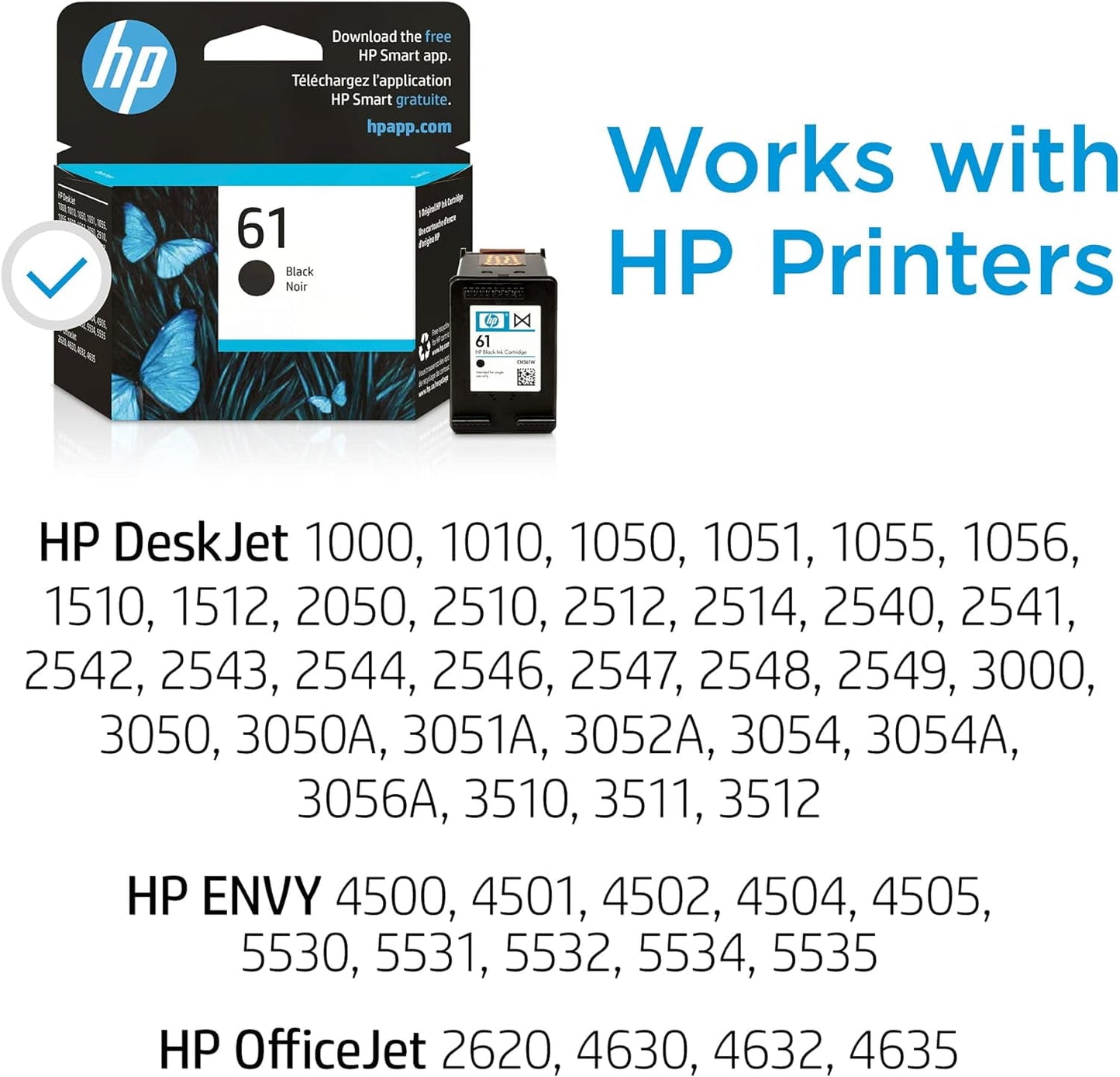 61 Ink Cartridges for HP 61 Black Ink Cartridge, 1 Black