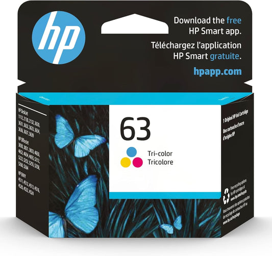 HP 63 Ink Cartridges for HP 63 Color Ink Cartridge, 1 Tri-Color